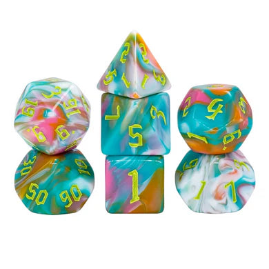 Teal Sunrise RPG Dice Set by Foam Brain Games