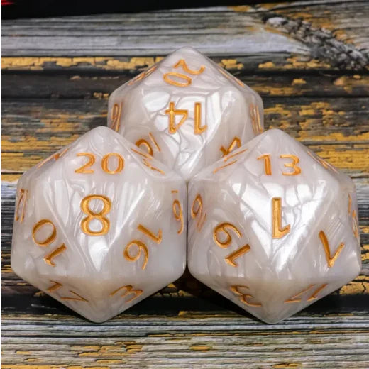 White Pearl 55mm Titan D20 by Foam Brain Games