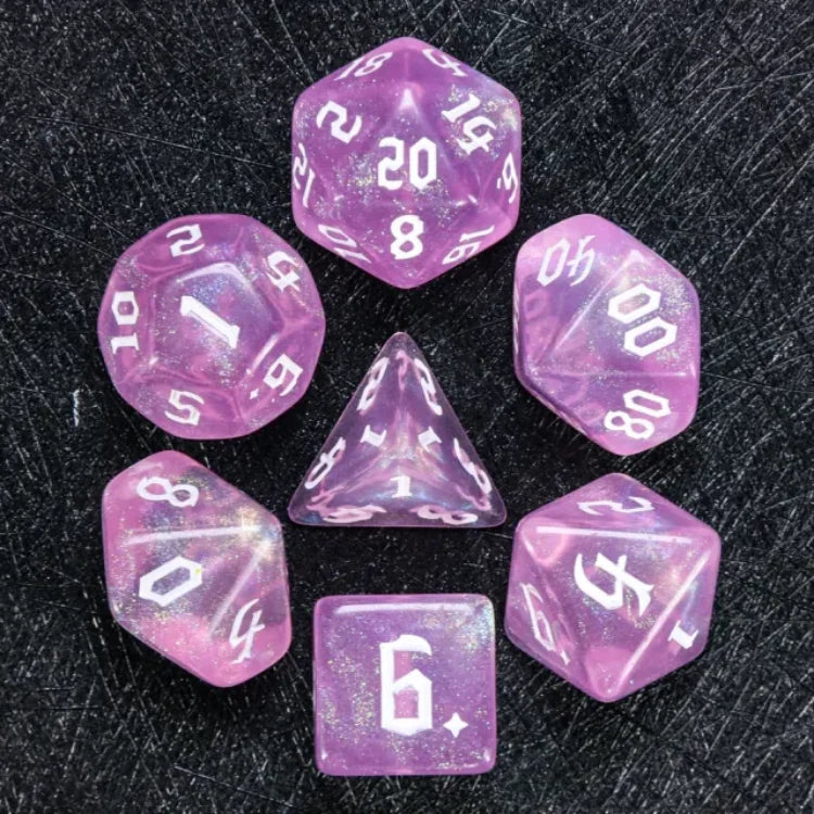 Violet Sparkle RPG Dice Set by Foam Brain Games