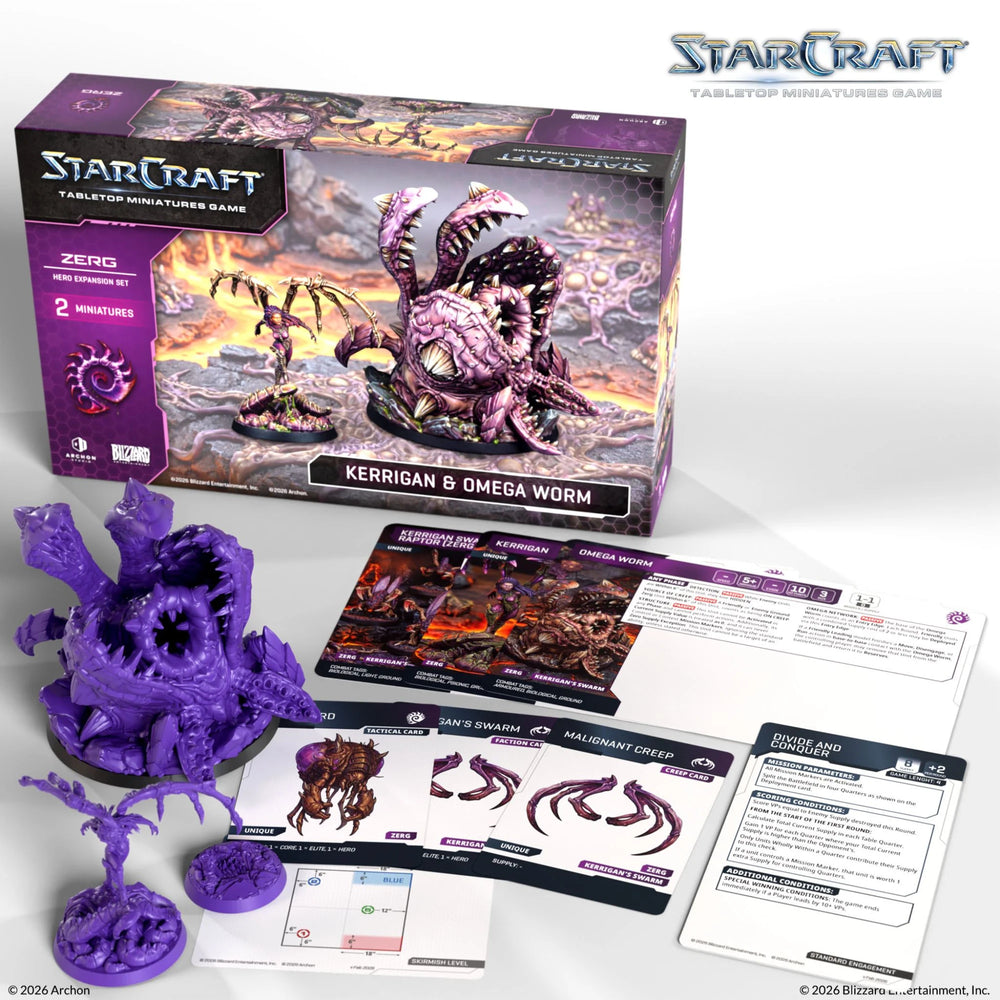 Starcraft Tabletop Miniatures Game - Zerg: Kerrigan & Omega Worm Hero Expansion Set