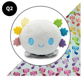 Plushie Tote Bag: White Rainbow Axolotls Tote Bag + White (Rainbow Gills) Axolotl Plushie