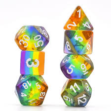 Foam Brain Dice: Translucent Rainbow RPG Dice Set
