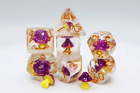 Foam Brain Dice: Purple Mushroom RPG Dice Set