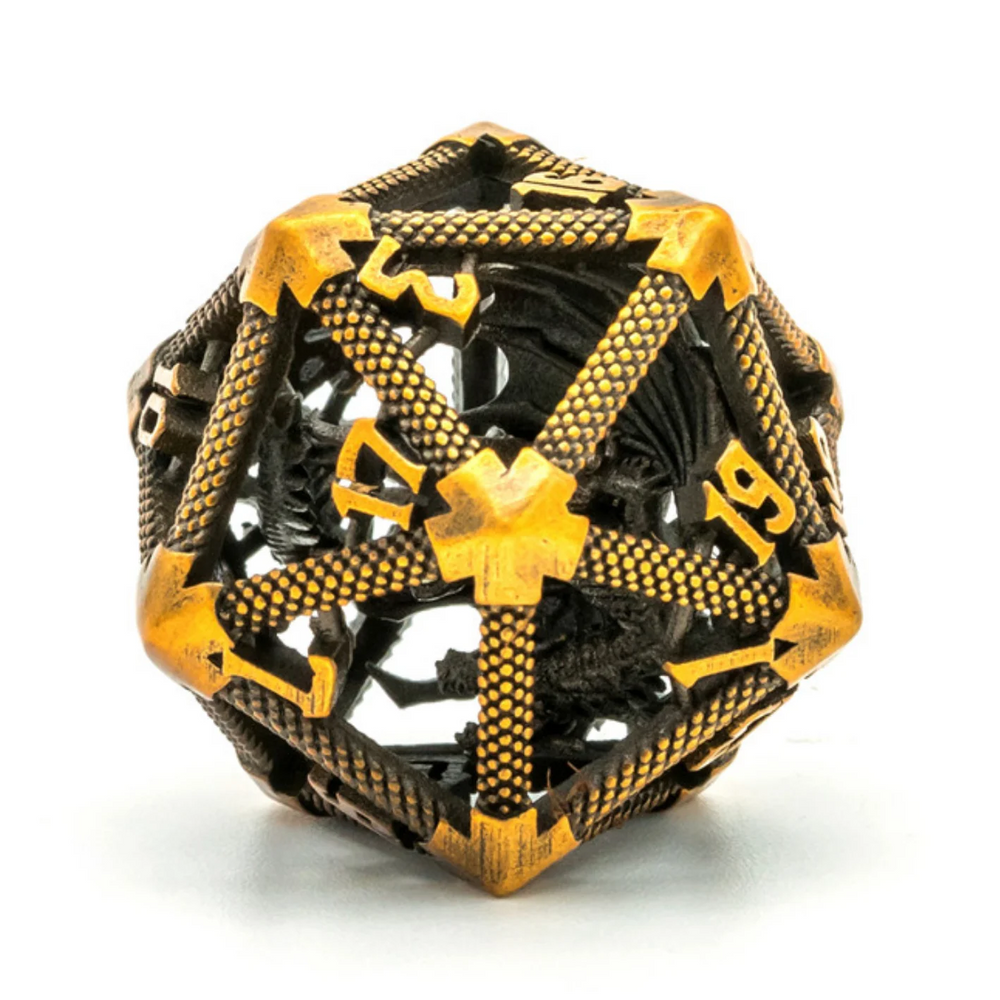 Gold Hollow Dragon Keep D20 by Foam Brain Games