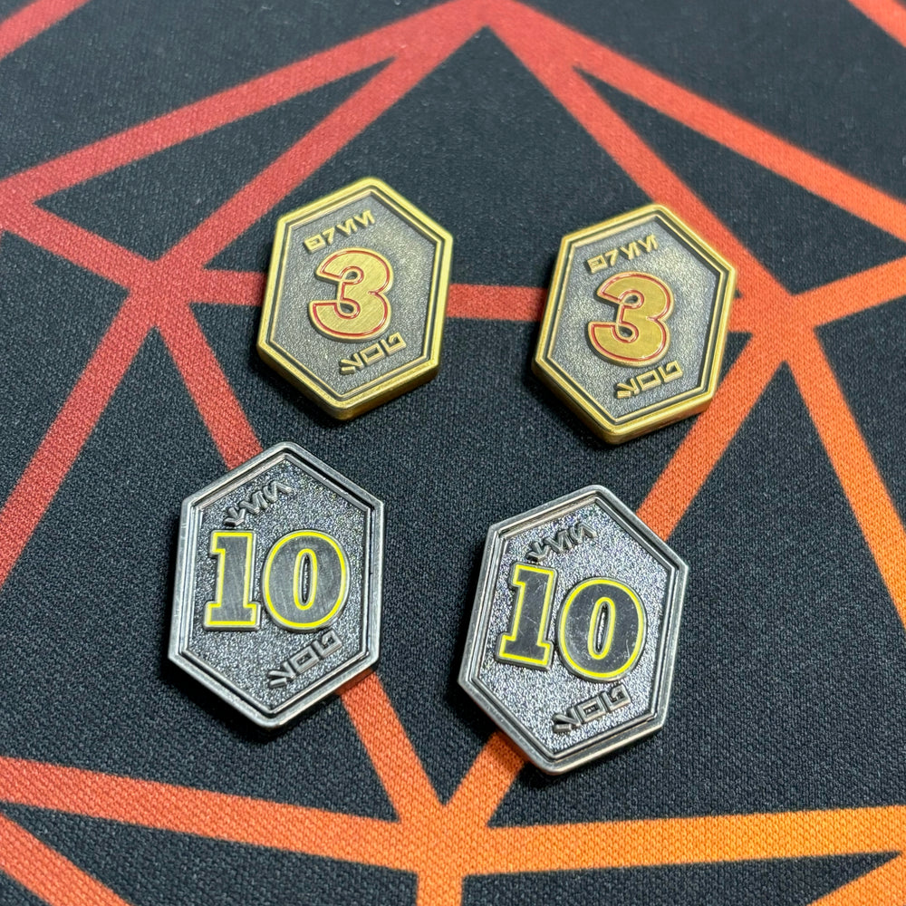 Metal Star Wars Unlimited Damage ([1/3] x2 and [5/10] x2) Token Set x4 by MetalFabTokens