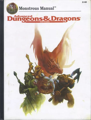 Advanced Dungeons & Dragons Monstrous Manual (Cover damage, page wear and discoloration, minimal writing inside(name or note on fist page), otherwise decent condition) (Copy)