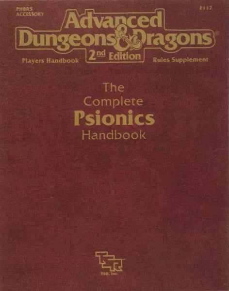 Advanced Dungeons & Dragons: The Complete Psionics Handbook (Moderate cover wear and curling, light splitting at spine bottom, curled or bent inner page corners)
