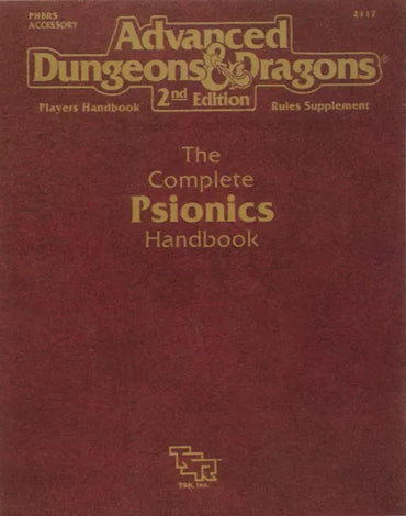 Advanced Dungeons & Dragons: The Complete Psionics Handbook (Moderate cover wear and curling, light splitting at spine bottom, curled or bent inner page corners)