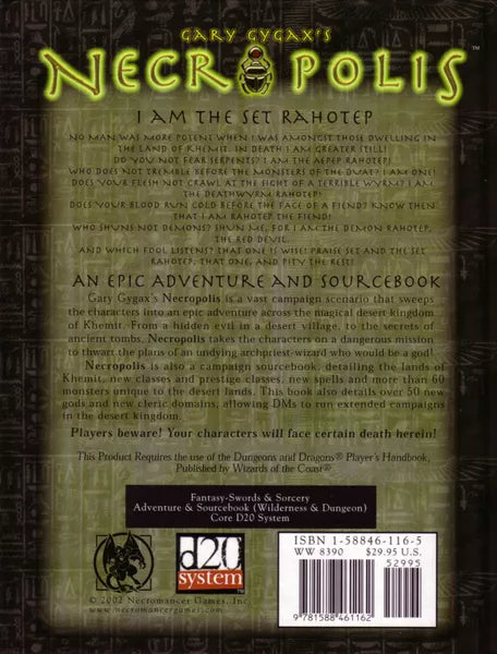 Sword & Sorcery Gary Gygax's Necropolis (Good Condition)