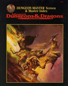 Advanced Dungeons & Dragons: Sungeon Master Screen & Master Index (Index has moderate cover and spine wear, page and screen edges have print flaking, Outer cover sheet creased and worn but still intact)