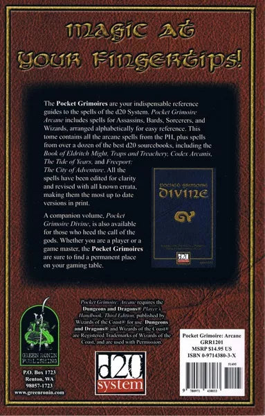 dungeons & Dragons Pocket Grimoire Arcane (slight cover wear, slight page wear, but otherwise good condition)