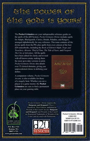 Dungeons & Dragons Pocket Grimoire Divine ( Moderate cover wear, light page wear, but otherwise good condition)