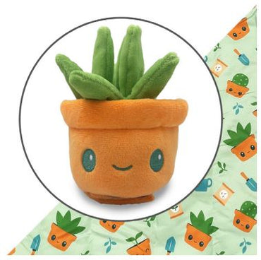 Plushie Tote Bag: Green Gardening Tote Bag + Green Succulent Plushie