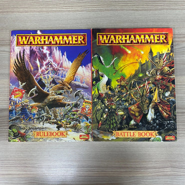 Warhammer Fantasy Battle 1996 Rulebook & Battlebook Games Workshop 5th Edition Vintage (Worn, some tear on lower spine)