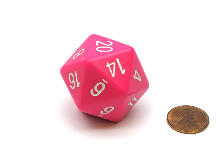 34mm D20 Solid Pink/White