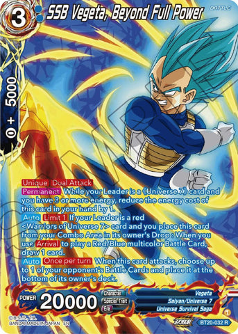 SSB Vegeta, Beyond Full Power (Silver Foil) (BT20-032) [Power Absorbed]