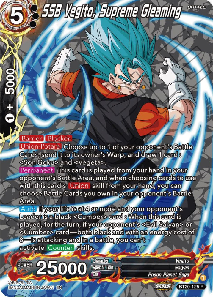 SSB Vegito, Supreme Gleaming (Silver Foil) (BT20-125) [Power Absorbed]