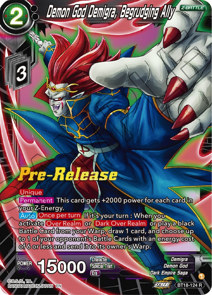 Demon God Demigra, Begrudging Ally (BT18-124) [Dawn of the Z-Legends Prerelease Promos]