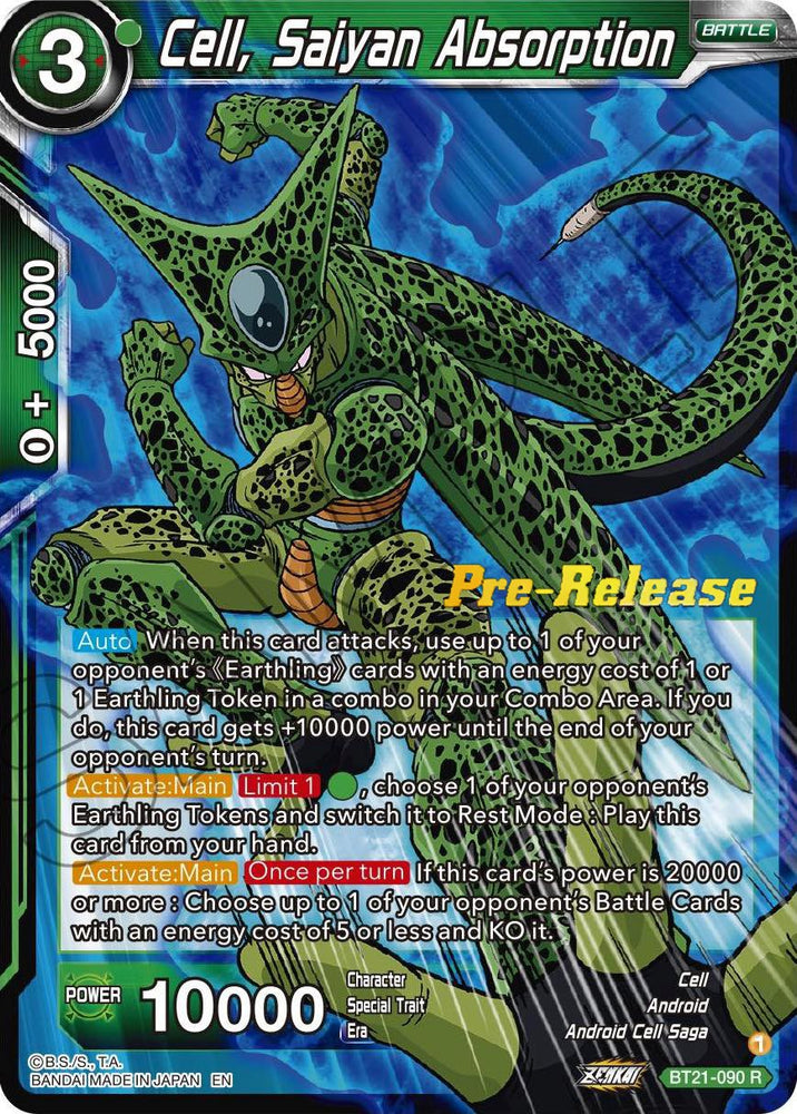 Cell, Saiyan Absorption (BT21-090) [Wild Resurgence Pre-Release Cards]