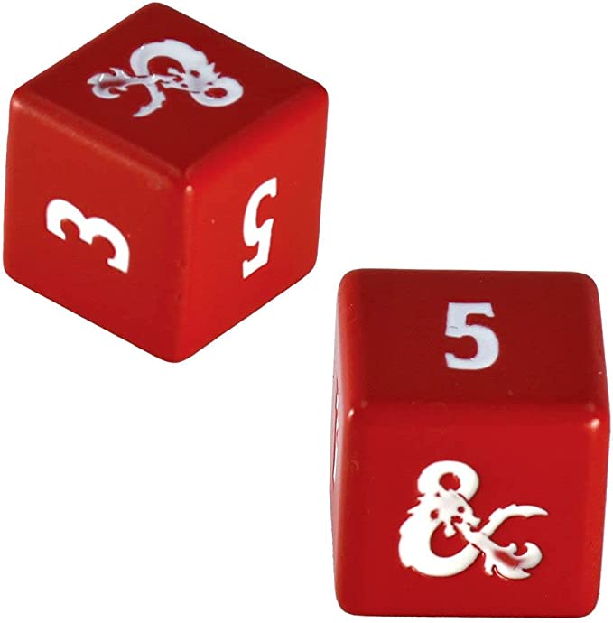 Heavy Metal Dice: D6 D&D Set Red and White (4)