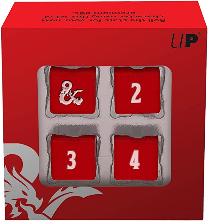 Heavy Metal Dice: D6 D&D Set Red and White (4)
