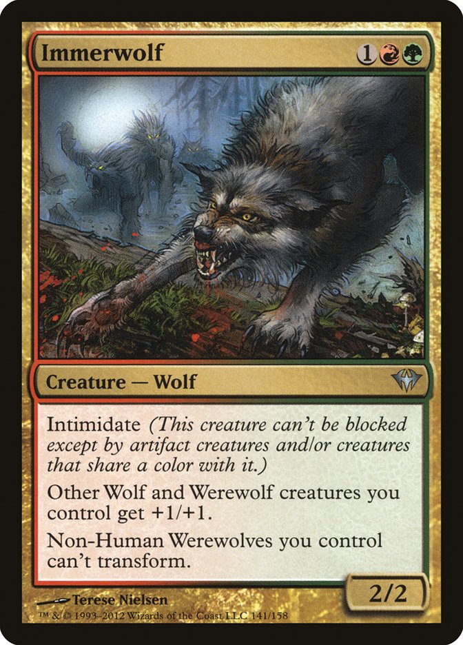mtg werewolf transform cards Trading Card Game Dark Ascension Uncommon Immerwolf #141 Color Indicator Werewolf Ideas for Eldritch Moon
