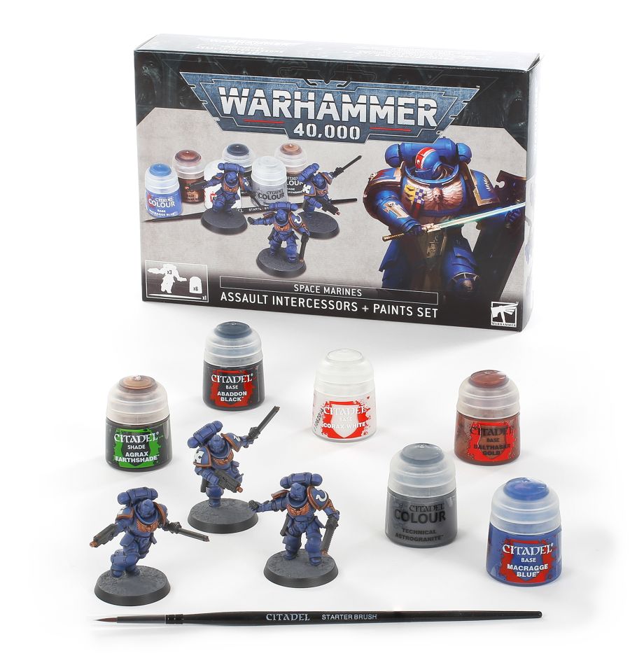 Warhammer Space Marines Assault Intercessors + Paint Set