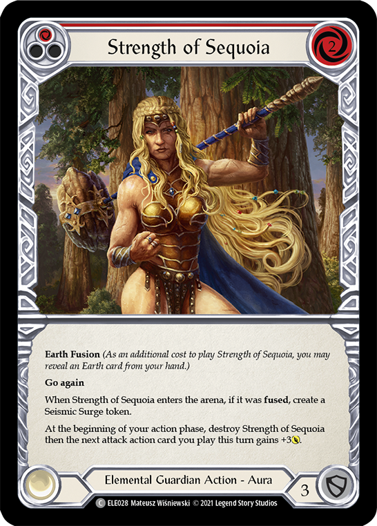 Strength of Sequoia (Red) [ELE028] 1st Edition Rainbow Foil