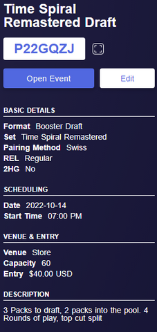 TSR Draft Ticket