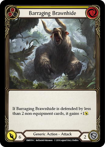 Barraging Brawnhide (Yellow) [RNR019-C] (Rhinar Hero Deck)  1st Edition Normal