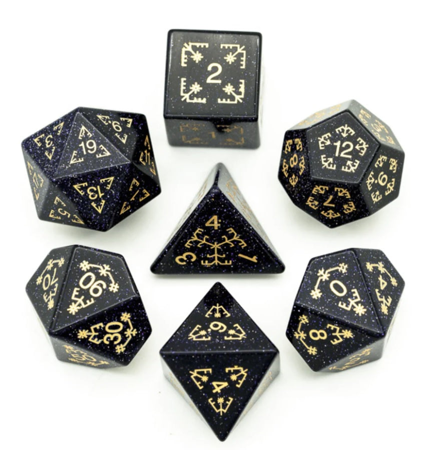 Blue Sandstone and Flourish - Engraved with Gold