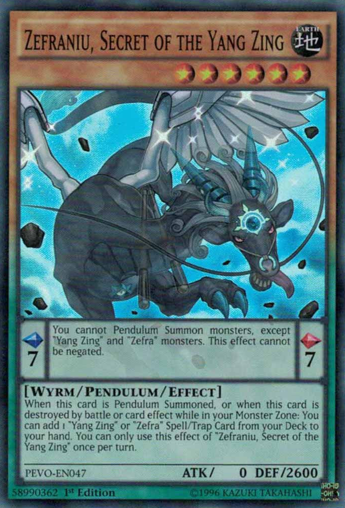 yugioh yang zing cards Zefraniu, Secret of the Yang Zing [PEVO-EN047] Super Rare