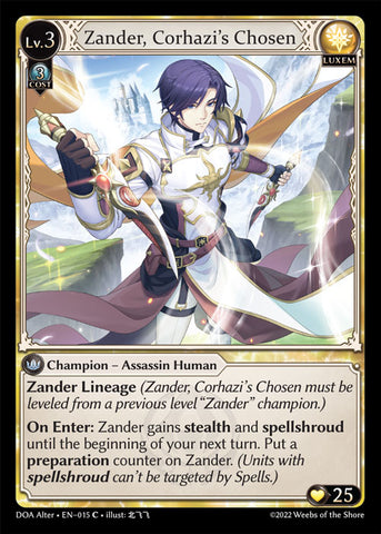 Zander, Corhazi's Chosen